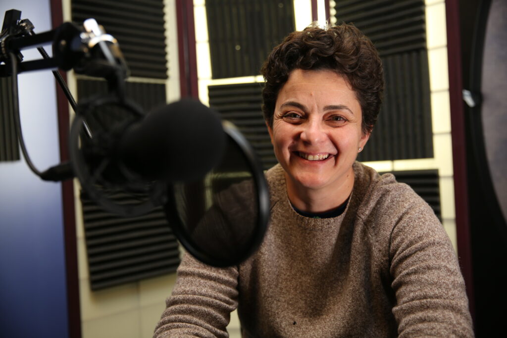 Luma Mufleh doing a podcast